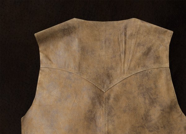 画像2: スカリー フロント&バック ヨーク ブーツステッチ刺繍 フロンティア ウエスタン レザー ベスト（ブラウン）ラージサイズ 46/Scully Frontier Leather Vest
