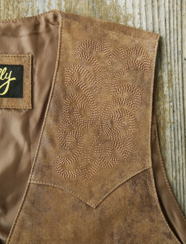 画像3: スカリー フロント&バック ヨーク ブーツステッチ刺繍 フロンティア ウエスタン レザー ベスト（ブラウン）ラージサイズ 46/Scully Frontier Leather Vest