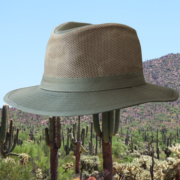 画像1: メッシュクラウン サファリ ハット（オリーブ）/Dorfman Pacific Mesh Crown Safari Hat(Olive)