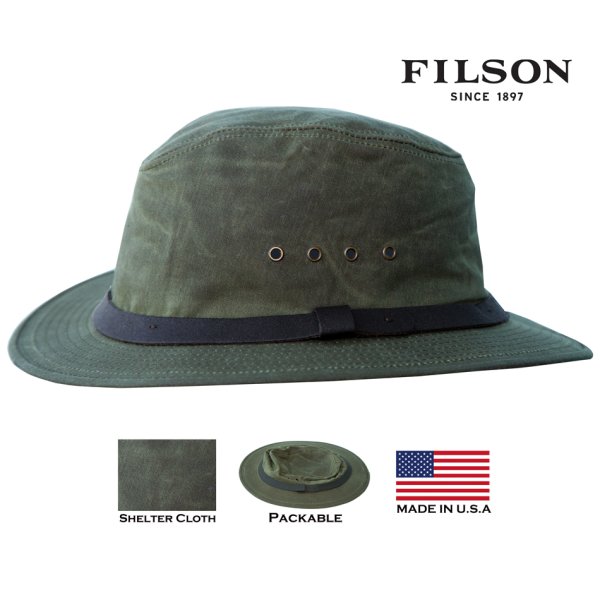 画像1: フィルソン ハット シェルタークロス パッカーハット オッターグリーン/Filson Shelter Cloth Packer Hat Otter Green