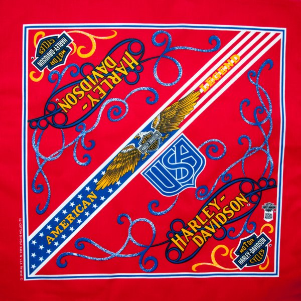 画像1: ハーレーダビッドソン バンダナ（レッド・USA）/Harley Davidson Bandana