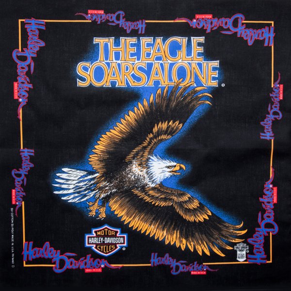 画像1: ハーレーダビッドソン バンダナ（ブラック・THE EAGLE SOARS ALONE）/Harley Davidson Bandana
