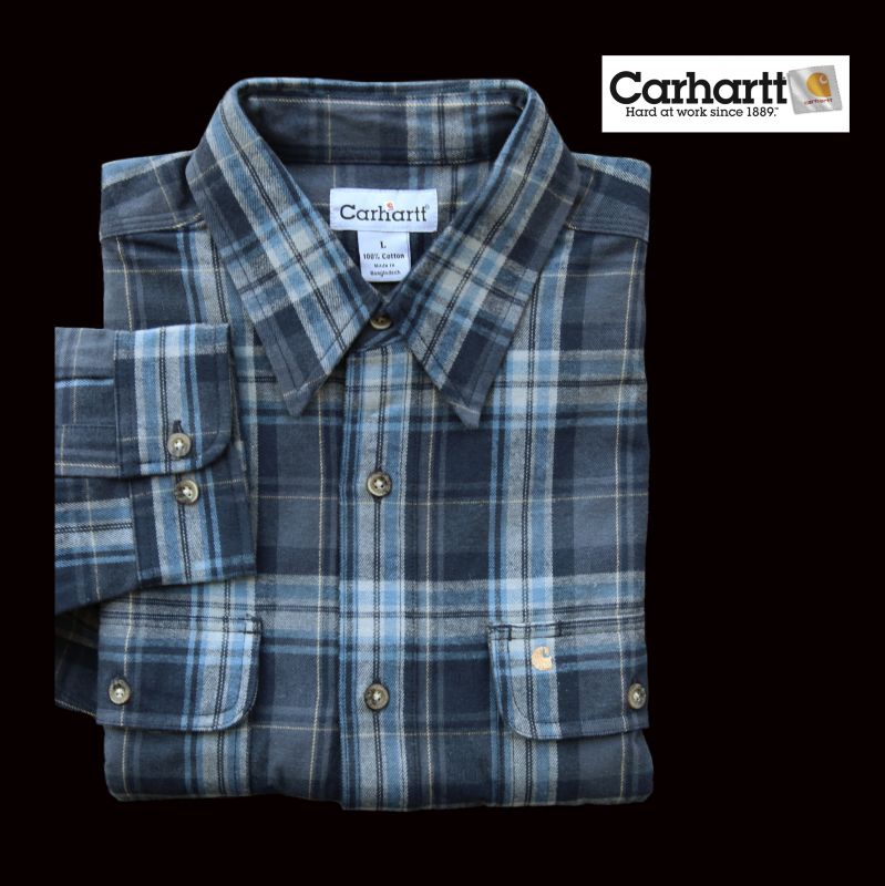 カーハート ヘビーウエイト フランネル シャツ L・XL（ネイビー・長袖）/Carhartt Flannel Shirt