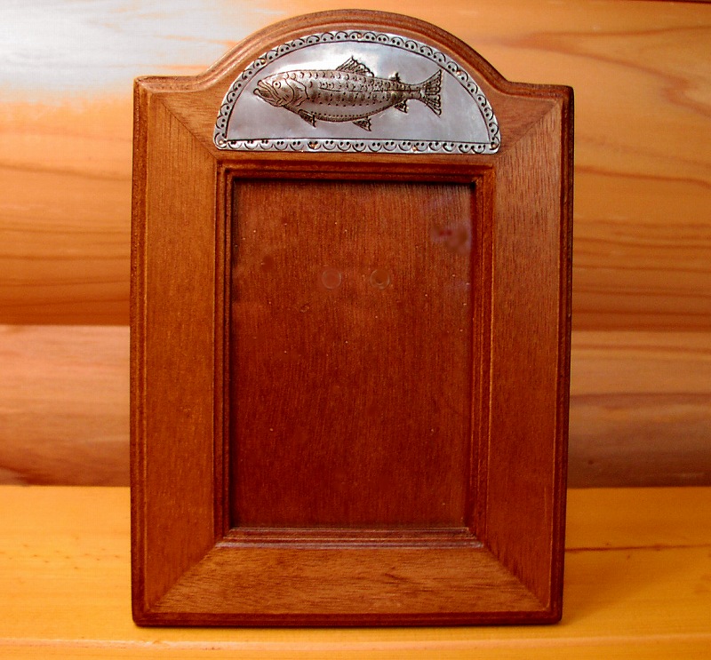 フィッシュデザインハンドクラフトフォトフレーム（木製写真立て）/Wood Photo Frame カウボーイホーム インテリア ログホームデコ/Log  Home
