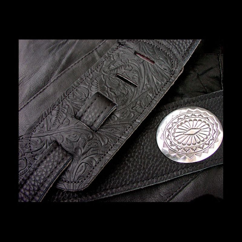 ギター ベースレザーストラップ ナバホ925シルバーハンドメイドコンチョ ブラック Navajo Sterling Silver Concho Guitar Strap 音楽 Music Life For Cowboy ギター ベースレザーストラップ ナバホ925シルバーハンドメイドコンチョ ブラック Navajo Sterling Silver Concho Guitar Strap 音楽 Music Life For Cowboy