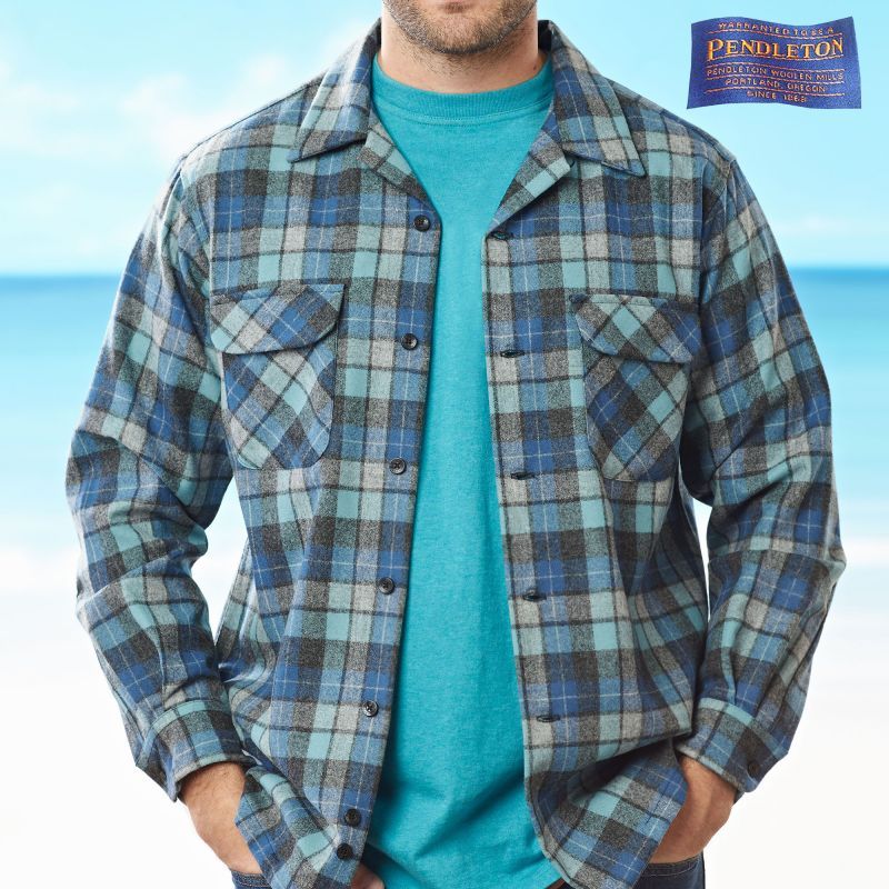 ペンドルトン ウールシャツ ビンテージフィット ボードシャツ ライダーシャツ 1960s オリジナル ビーチボーイズプラッド ブルー Xxs Pendleton Vintage Fit Board Shirt 1960s Original Beach Boys Plaid 長袖シャツ