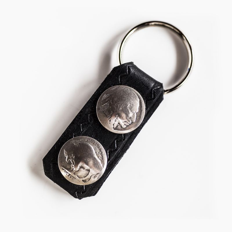 インディアン バッファロー レザーキーホルダー ブラック Leather Key Fob レザー 皮革アクセサリー 長財布 二つ折り財布 小銭入れ キーホルダー 携帯ケース 名刺入れ コンチョ