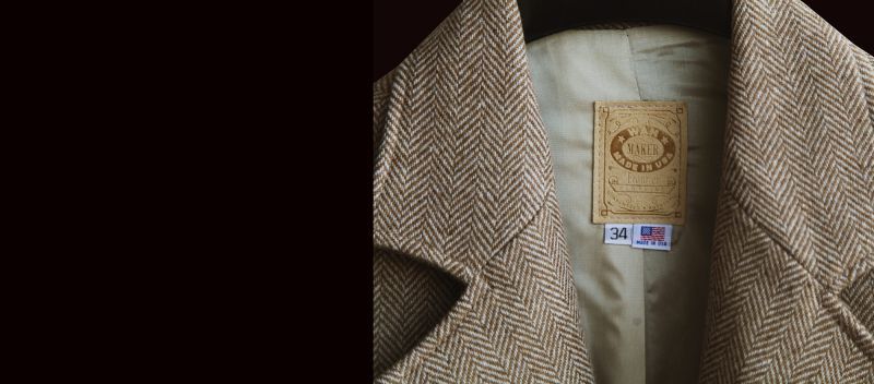 ワーメーカー ウール ヘリンボーン コート(タン)32/Wah Maker Herringbone Coat