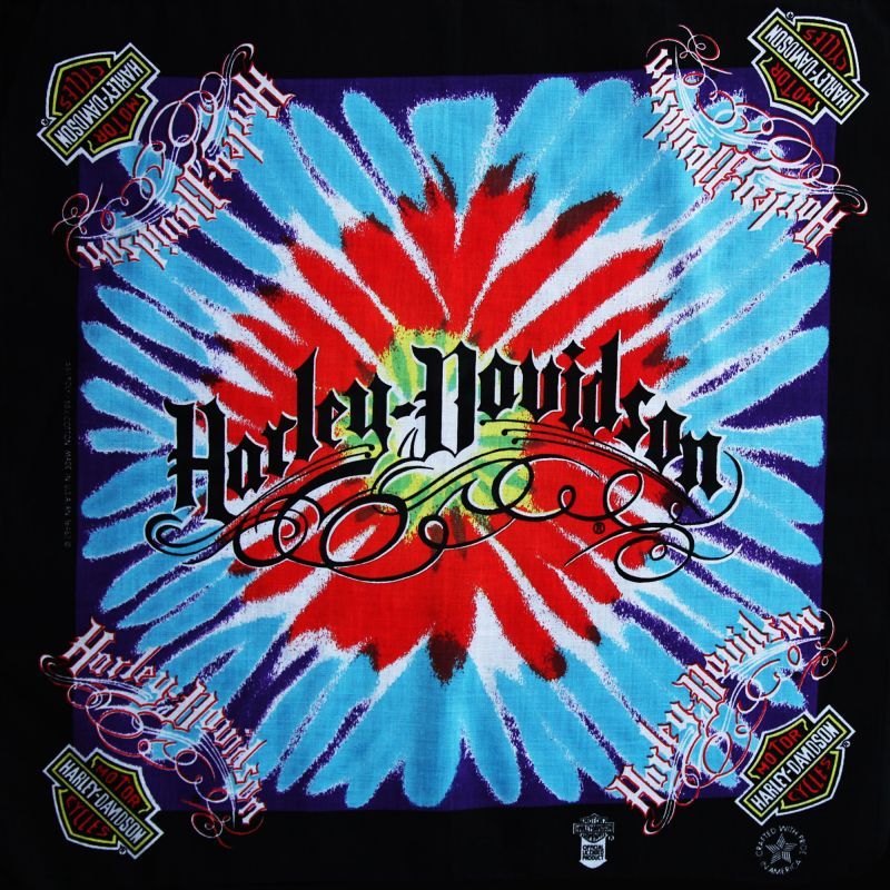 ハーレーダビッドソン バンダナ（ブラック・Harley-Davidson ターコイズ レッド）/Harley Davidson Bandana