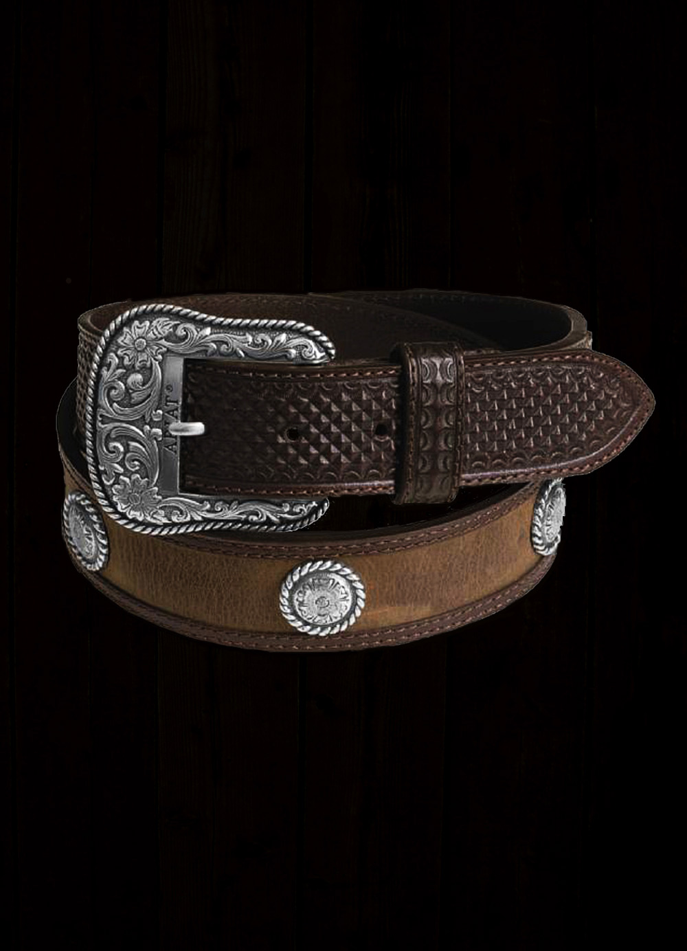 ウエスタン レザー コンチョ ベルト（ブラウン）34/Western Leather Belt（Brown)