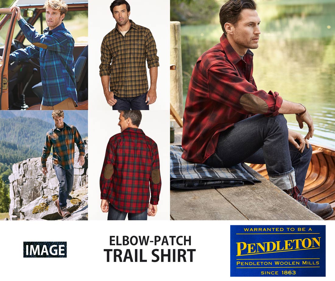 ペンドルトン ウール シャツ・エルボーパッチ トレイルシャツ ブロンズ・ブループラッドS/Pendleton Trail Shirt (Bronze  Blue Plaid)