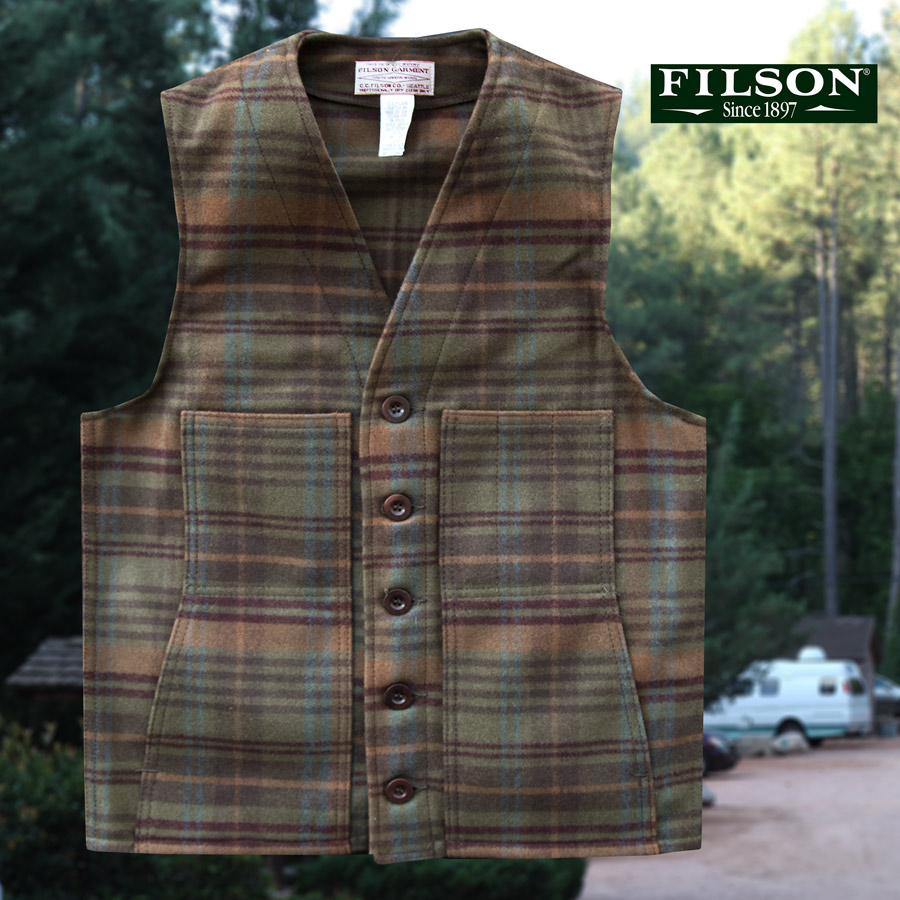 フィルソン マッキーノ ウールベスト（モスグリーン・ホーソンプラッド）38/Filson Mackinaw Wool Vest