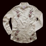 画像: フローラル サテン 刺繍 ウエスタンシャツ（長袖・ライトゴールド）/Western Shirt Long Sleeve(Women's)