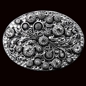 画像: ノコナ ラインストーン フローラルスクロール ベルト バックル（クリスタルフィリグリー）/Nocona Belt Buckle