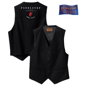 画像: ペンドルトン ラウンドアップ ウール ウエスタン ベスト（ブラック）S/Pendleton Whisky Logo Wool Vest(Black)