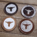 画像: ウエスタン 牛毛皮 コースター（ステアーヘッド）/Cowhide Hair-on Coaster