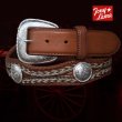 画像1: トニーラマ ホースへアー コンチョ ベルト（ブラウン）42/Tony Lama Mustang Scallop Belt(Brown)