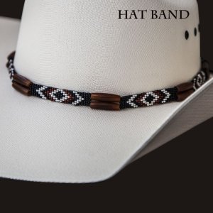 画像: ハット バンド ホースヘアー・ビーズ・ボーン（ブラウン・ブラック）/Hat Band
