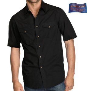 画像: ペンドルトン 半袖 ウエスタン シャツ ブラック無地/Pendleton Shortsleeve Western Shirt