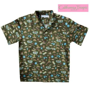 画像: カリフォルニア トロピック USA キャンプシャツ（フィッシング・フォレストグリーン）/California Tropic Camp Shirt