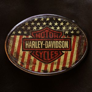 画像: ハーレー ダビッドソン ベルト バックル（アメリカ国旗）/Harley Davidson Buckle