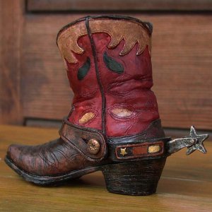 画像: ウエスタンブーツ型 ペンホルダー（レッド）/Western Boot Pen Holder