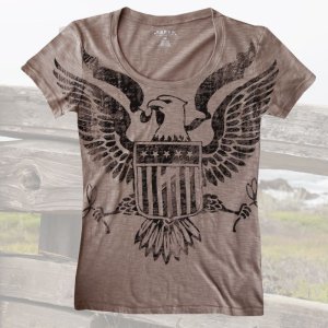 画像: レディース ウエスタン Tシャツ アメリカンイーグル ブラウン（半袖）XS/Women's Western T-shirt