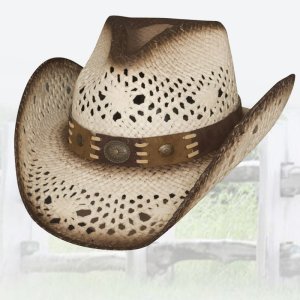 画像: ウェスタンストローハット（ブラウン・ホワイト）/Western Straw Hat (Brown White)