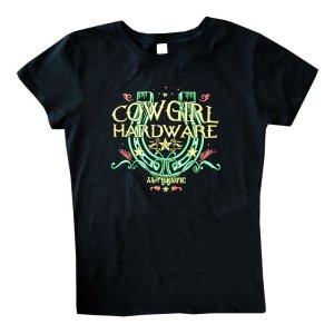 画像: レディース ウエスタン Tシャツ ラッキーホースシュー ブラック（半袖）/Women's Western T-shirt
