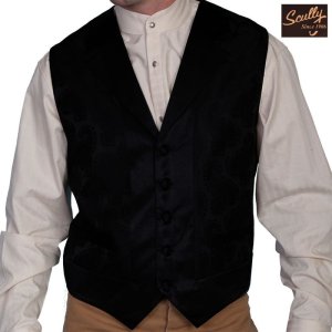 画像: スカリー オールドウエスト ベスト（ペイズリーブラック）/Scully Old West Paisley Vest (Black)