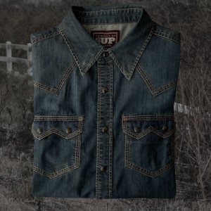 画像: ビンテージウォッシュ ウエスタン デニム シャツ（インディゴ）L/Western Denim Shirt