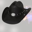 画像1: ブルハイド テリークラーク コレクション ラインストーン ストローハット（ブラック）/Bullhide TERRI CLARK Collection Straw Hat (Black)