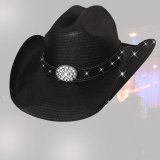 画像: ブルハイド テリークラーク コレクション ラインストーン ストローハット（ブラック）/Bullhide TERRI CLARK Collection Straw Hat (Black)