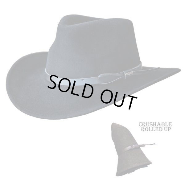 画像1: ブルハイド クラッシャブル ロールアップ プレミアムウール アウトドアハット ボイジャー/VOYAGER(ブラック)L(61cm〜/63cm)/Bullhide Crashable Rolled Up Premium Wool Hat(Black)