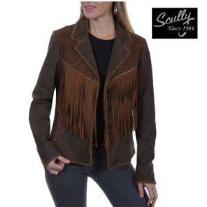 画像: スカリー レディース ラムスエード フリンジ レザー ジャケット（ブラウン）/Scully Lamb Suede Leather Fringe Jacket(Women's)