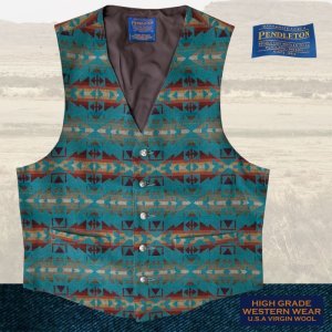 画像: ペンドルトン U.S.A ヴァ－ジン ウール ベスト（ライトターコイズ）L/Pendleton U.S.A Virgin Wool Vest(Light Turquoise)