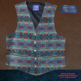 画像: ペンドルトン U.S.A ヴァ－ジン ウール ベスト（ターコイズ・レッド）L/Pendleton U.S.A Virgin Wool Vest(Turquoise/Red)