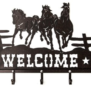 画像: ランニングホース&スター ウエスタン ウェルカム ハンガー（ラストブラウン）/Metal Welcome Horse Welcome Hanger