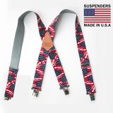 画像: サスペンダー クリップ式（アメリカンフラッグ）/M&F Western Products Clip Suspenders(Red/White/Blue)