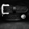 画像4: スターコンチョ&フラワー レザーベルト（ブラック）34/Western Floral Embossed Leather Belt(Black)