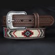 画像1: アリアット マルチカラー・コンチョ ウエスタン レザーベルト（ブラウン）34/Ariat Western Belt(Brown)