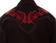 画像3: スカリー レッドスクロール刺繍・メタルスタッズ・キャンディケイン ウエスタン シャツ（長袖/ブラック・レッド）/Scully Long Sleeve Embroidered Western Shirt(Men's)