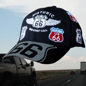 画像: ルート66 8州 刺繍 ワッペン キャップ（ブラック）/Route 66 Cap(Black)