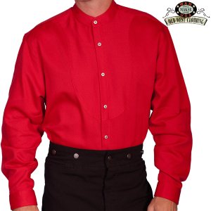 画像: ワーメーカー バンドカラー インセットビブ オールドウエストシャツ（レッド）/Wah Maker Band Collar Inset Bib Old West Shirt(Red)