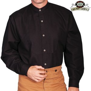 画像: ワーメーカー バンドカラー インセットビブ オールドウエストシャツ（ブラック）/Wah Maker Band Collar Inset Bib Old West Shirt(Black)