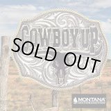画像: モンタナシルバースミス カウボーイアップ ロングホーン スカル ベルト バックル/Montana Silversmiths Cowboy Up Longhorn Skull Belt Buckle