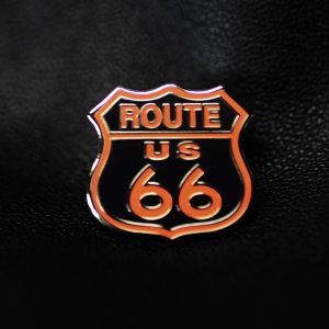 画像: ルート66 ピンバッジ オレンジ・ブラック/Pin Route 66