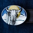 画像2: バッファロースカル&フェザー ベルト バックル/Buffalo Skull&Feathers Belt Buckle