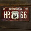 画像1: ヒストリックルート66 ライセンスプレート（ブラウン）/License Plate Historic Route 66(Brown)