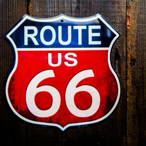 画像: アメリカン ハイウェイ ルート66 メタルサイン/Metal Sign Route 66